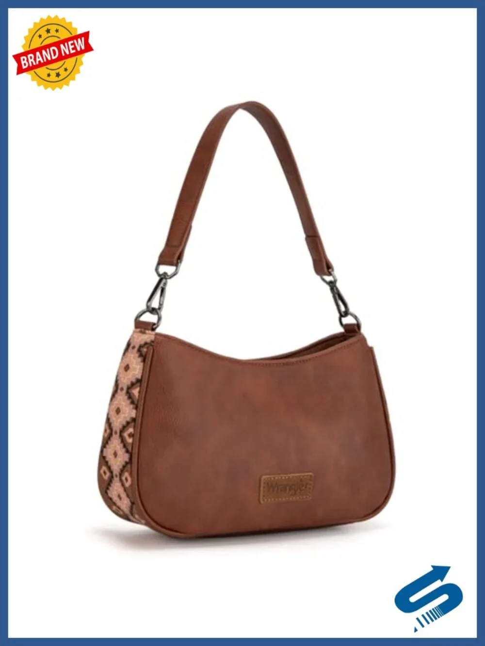 Wrangler Women's Aztec Print Hobo Shoulder Bag Crossbody Purse with Detachable